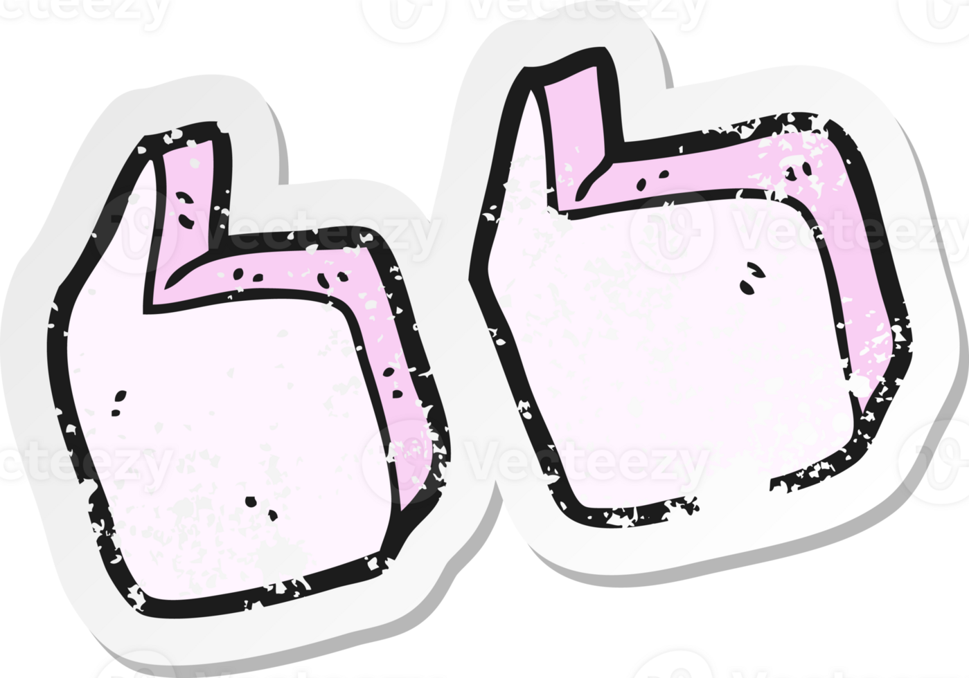retro distressed sticker of a cartoon quotation marks png