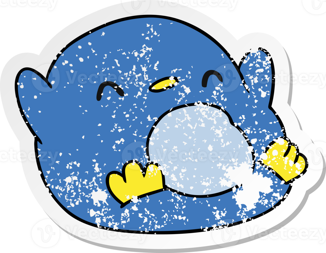 distressed sticker cartoon illustration kawaii of a cute penguin png