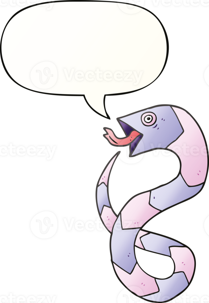 hissing cartoon snake with speech bubble in smooth gradient style png