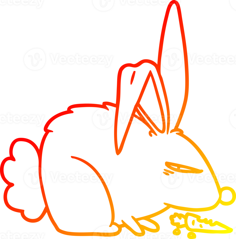 warm gradient line drawing of a cartoon annoyed rabbit png