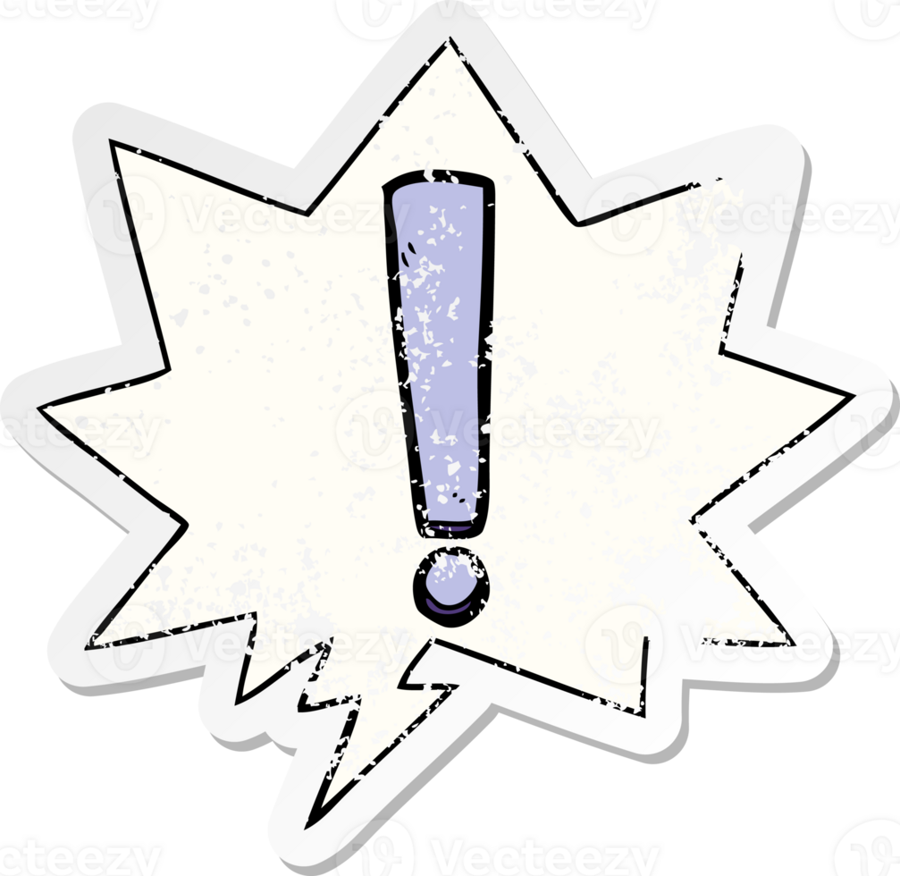 cartoon exclamation mark with speech bubble distressed distressed old sticker png