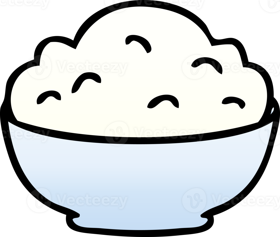 gradient shaded quirky cartoon bowl of mash png