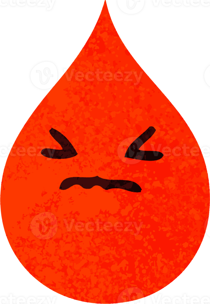 retro illustration style quirky cartoon emotional blood drop png