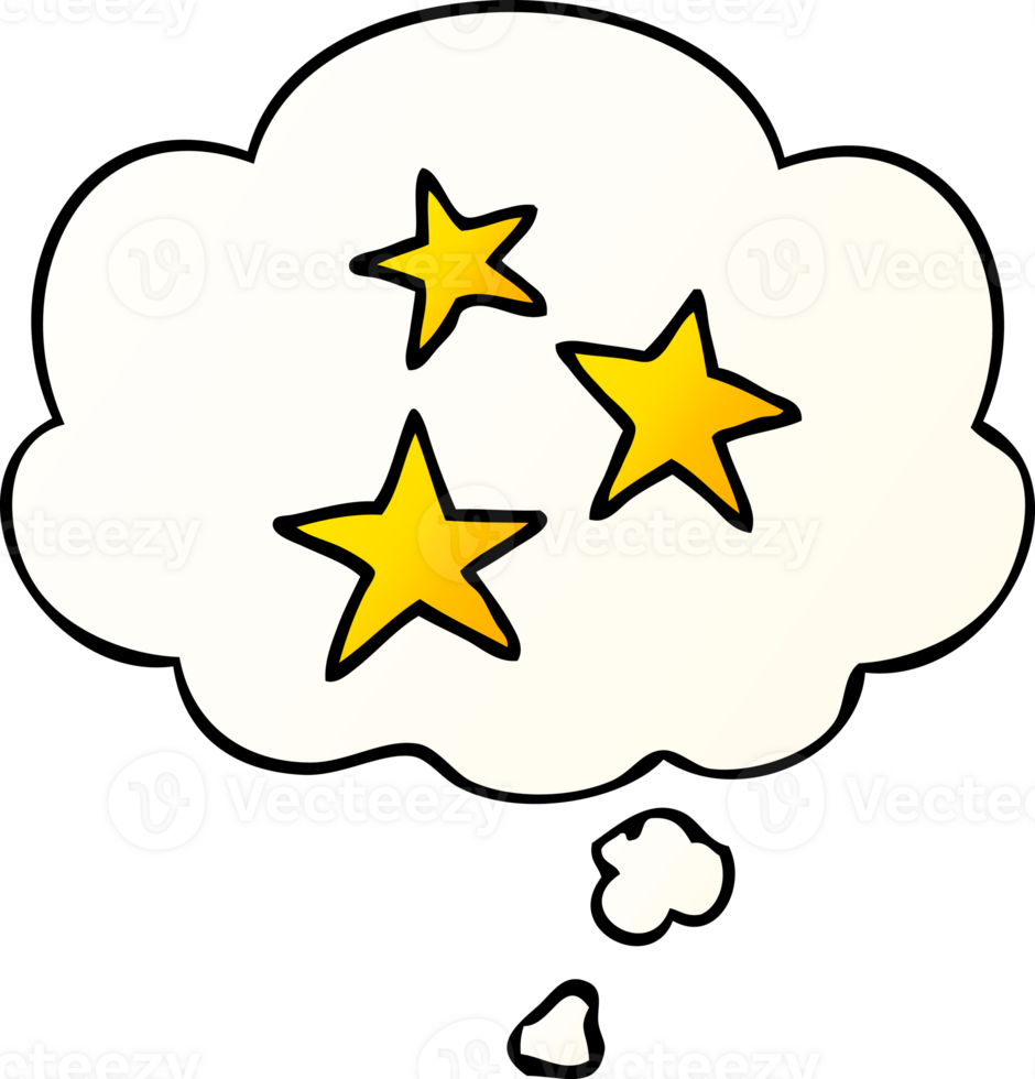 cartoon star symbols with thought bubble in smooth gradient style png