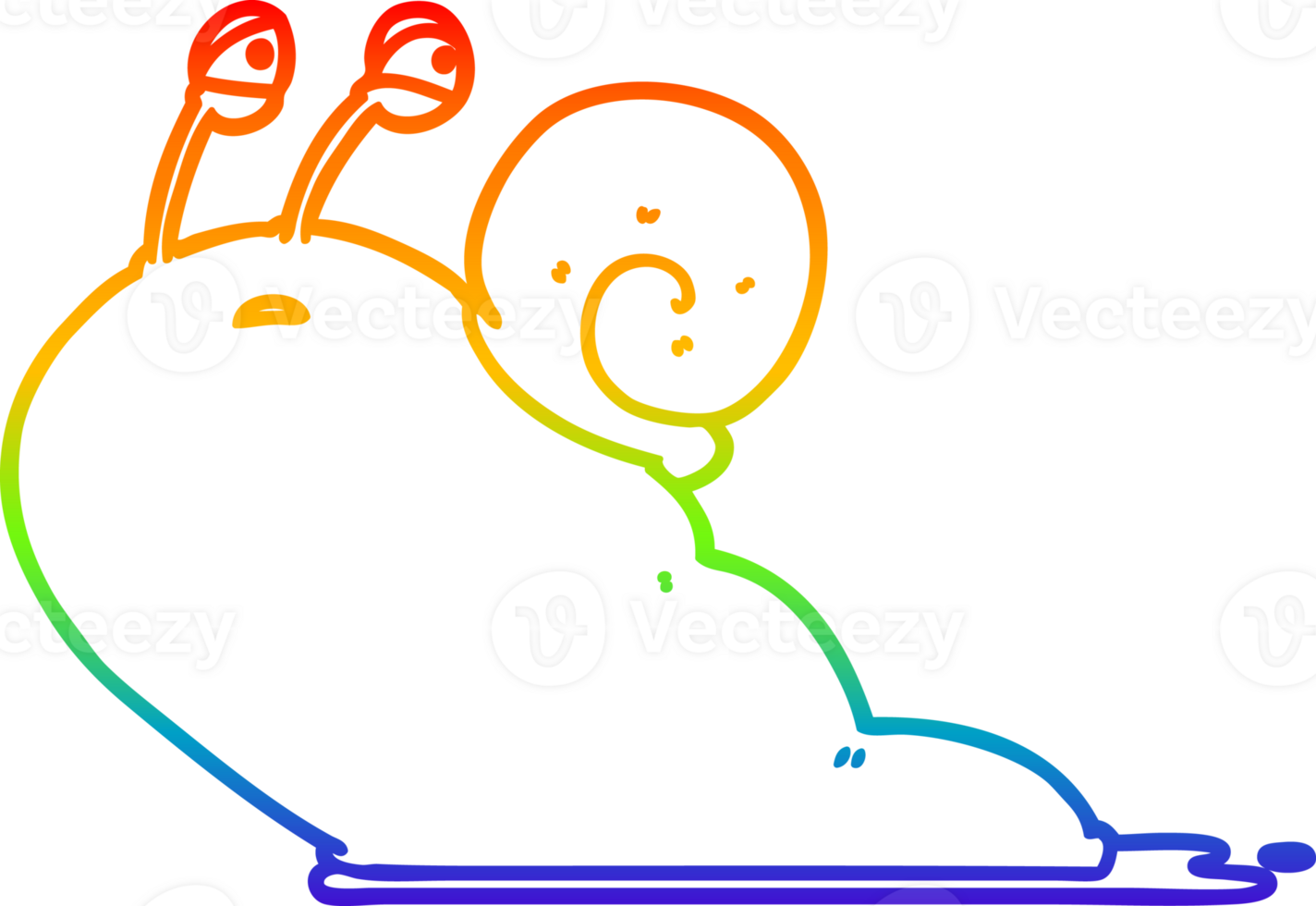 rainbow gradient line drawing of a cartoon slug png