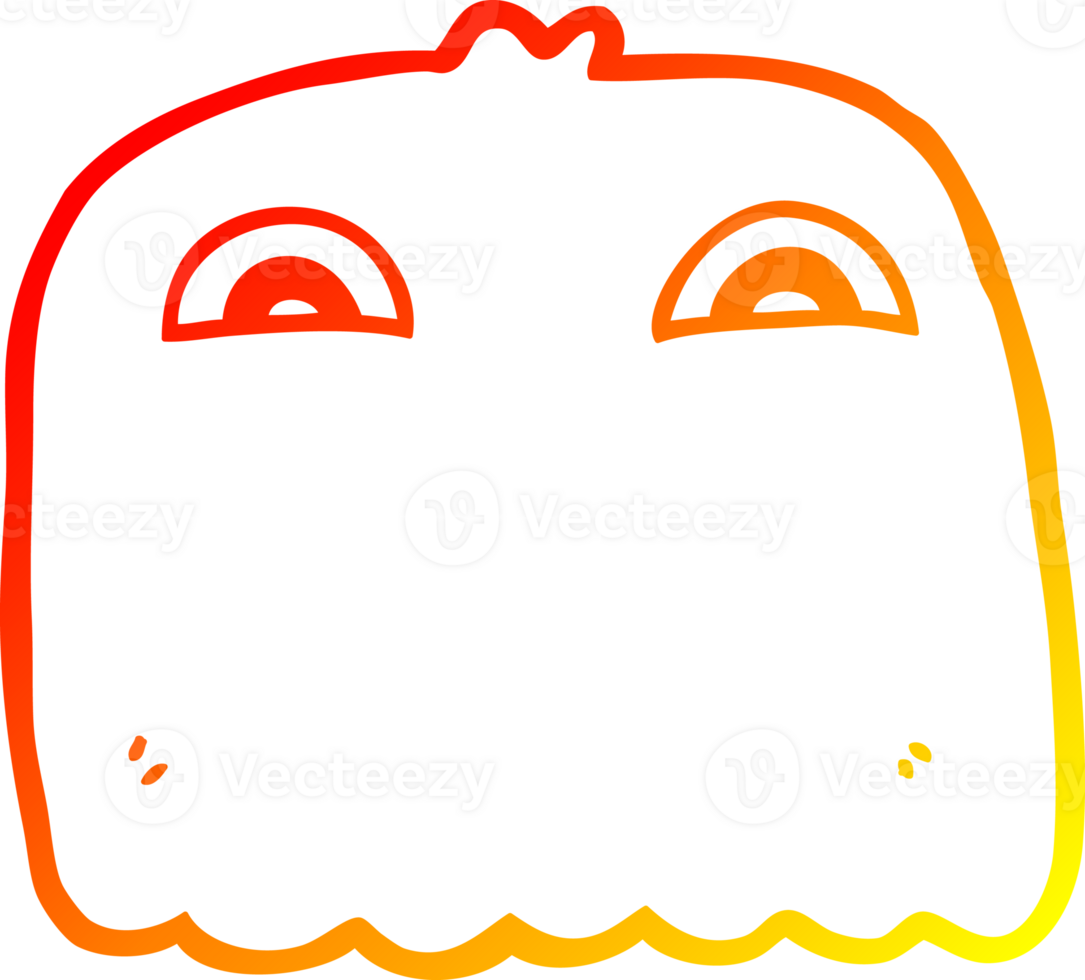 warm gradient line drawing of a cartoon ghost png