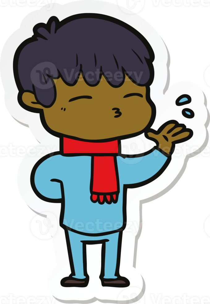 sticker of a cartoon curious boy png