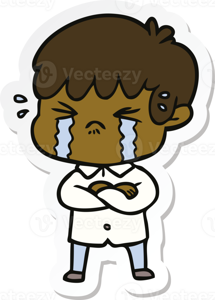 sticker of a crying boy cartoon png