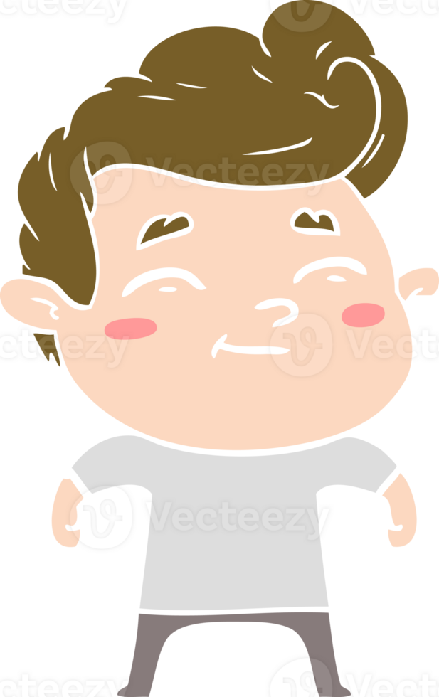 happy flat color style cartoon man png