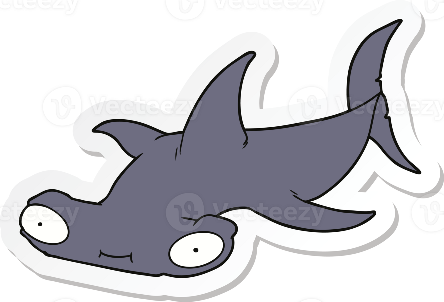 sticker of a cartoon hammerhead shark png