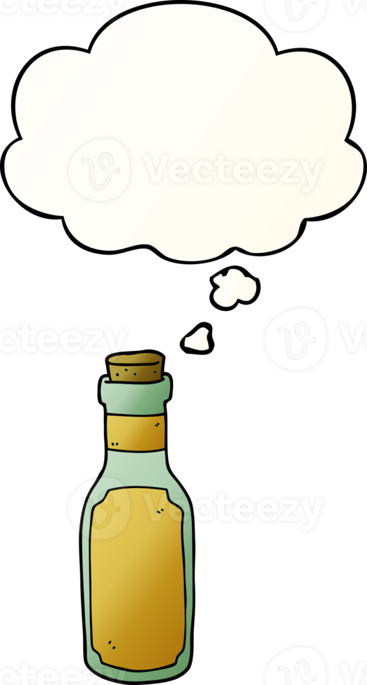 cartoon potion bottle with thought bubble in smooth gradient style png