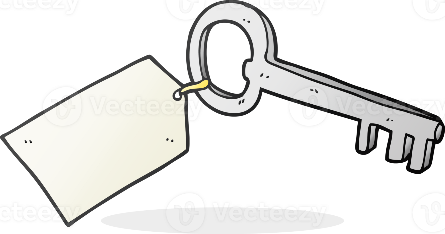 hand drawn cartoon key with tag png