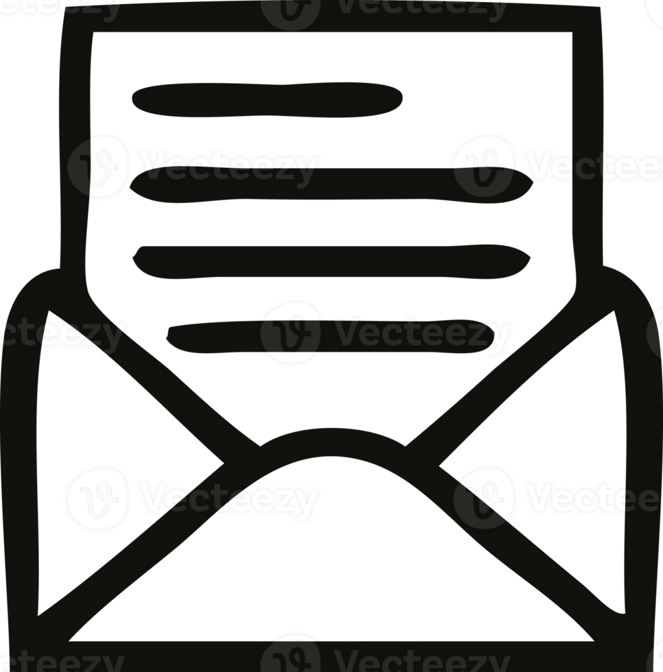 line drawing cartoon of a letter and envelope png