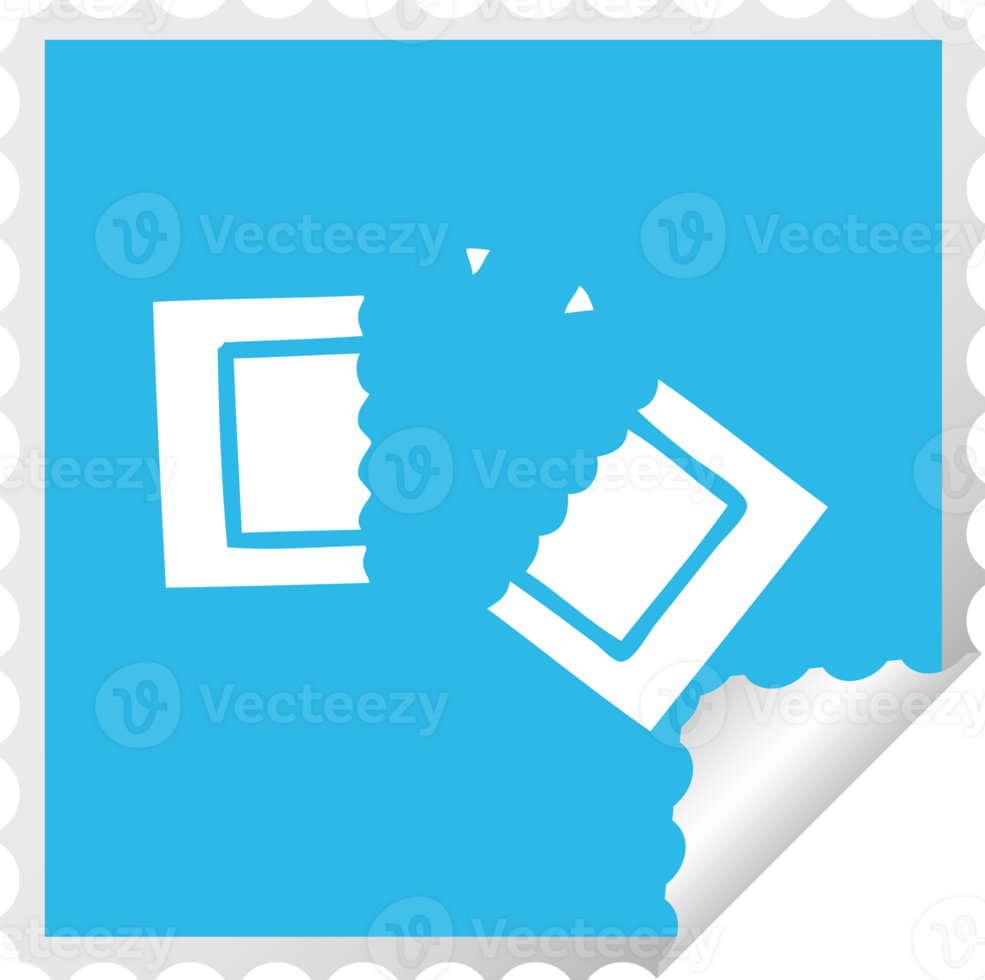 square peeling sticker cartoon of a cinema ticket png