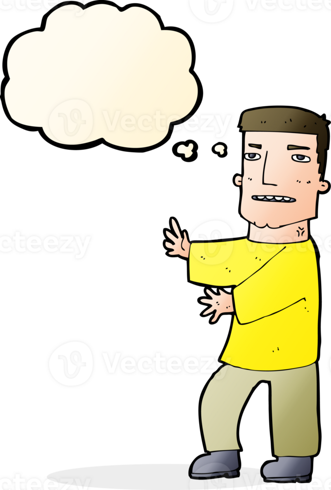 cartoon man gesturing with thought bubble png