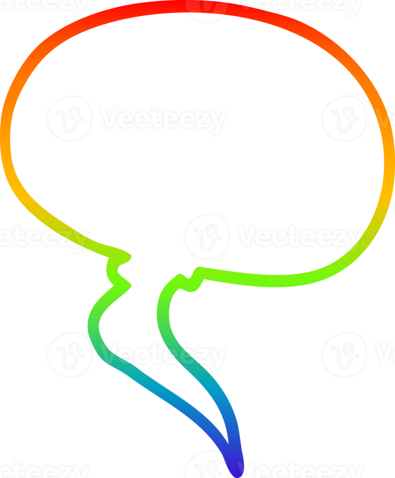 rainbow gradient line drawing of a cartoon speech bubble png