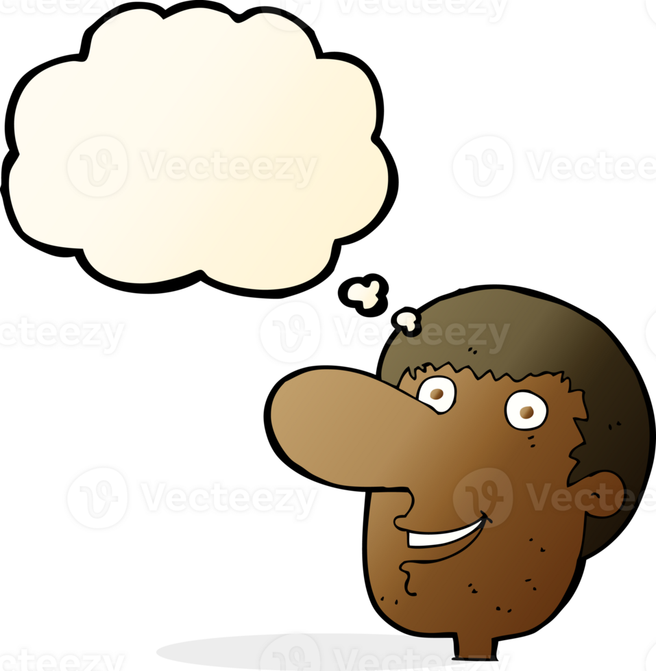 cartoon happy male face with thought bubble png
