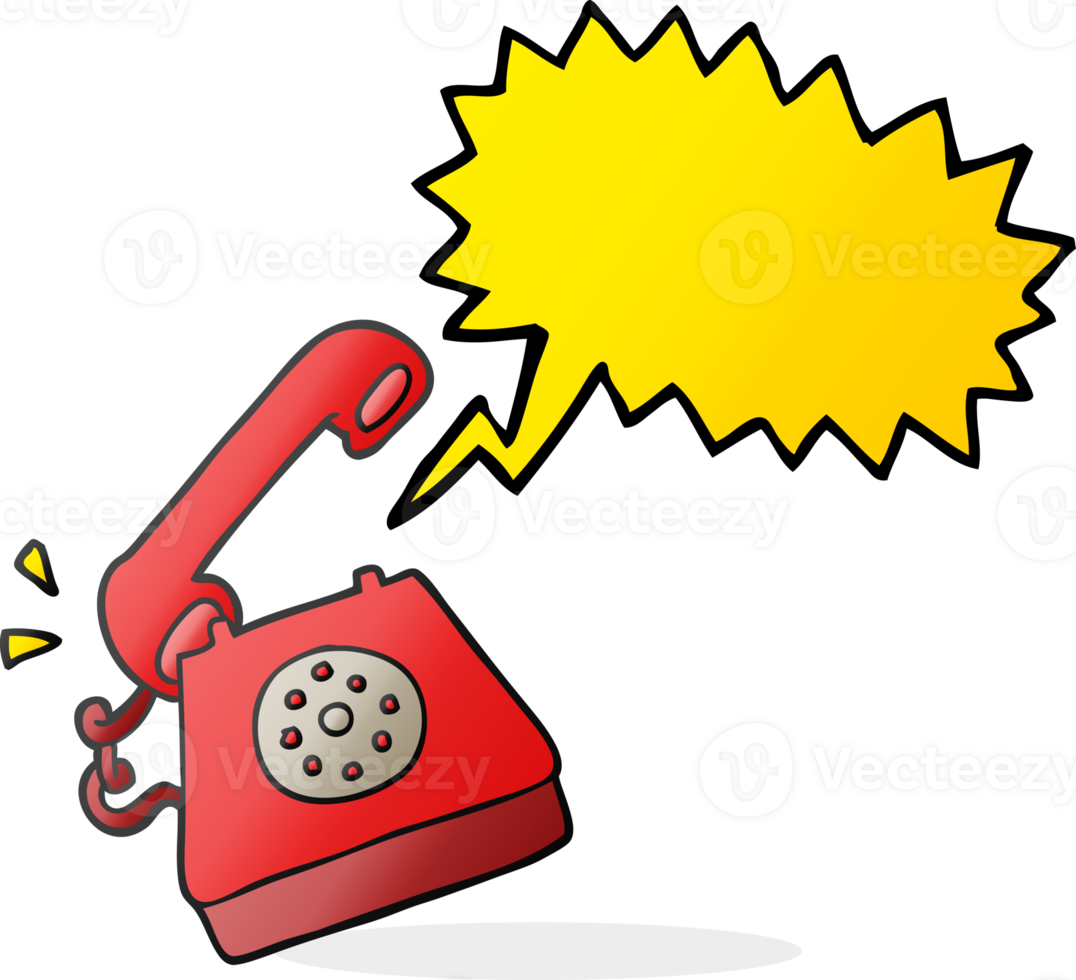 hand drawn speech bubble cartoon ringing telephone png