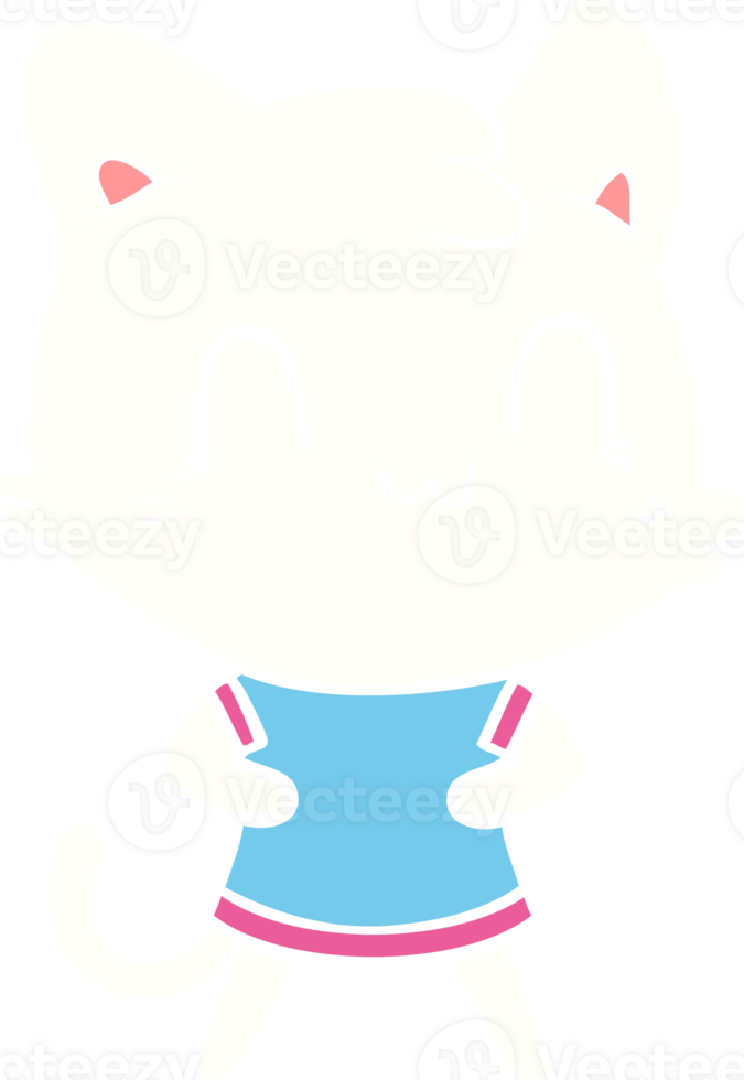flat color style cartoon happy cat png
