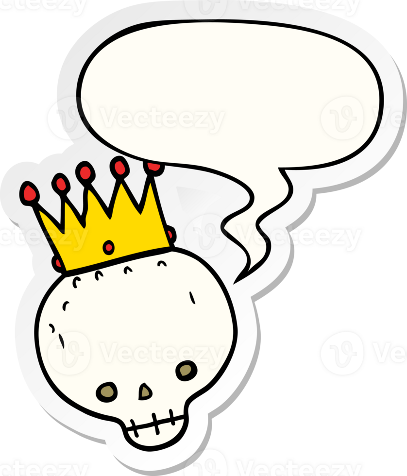 cartoon skull with crown with speech bubble sticker png