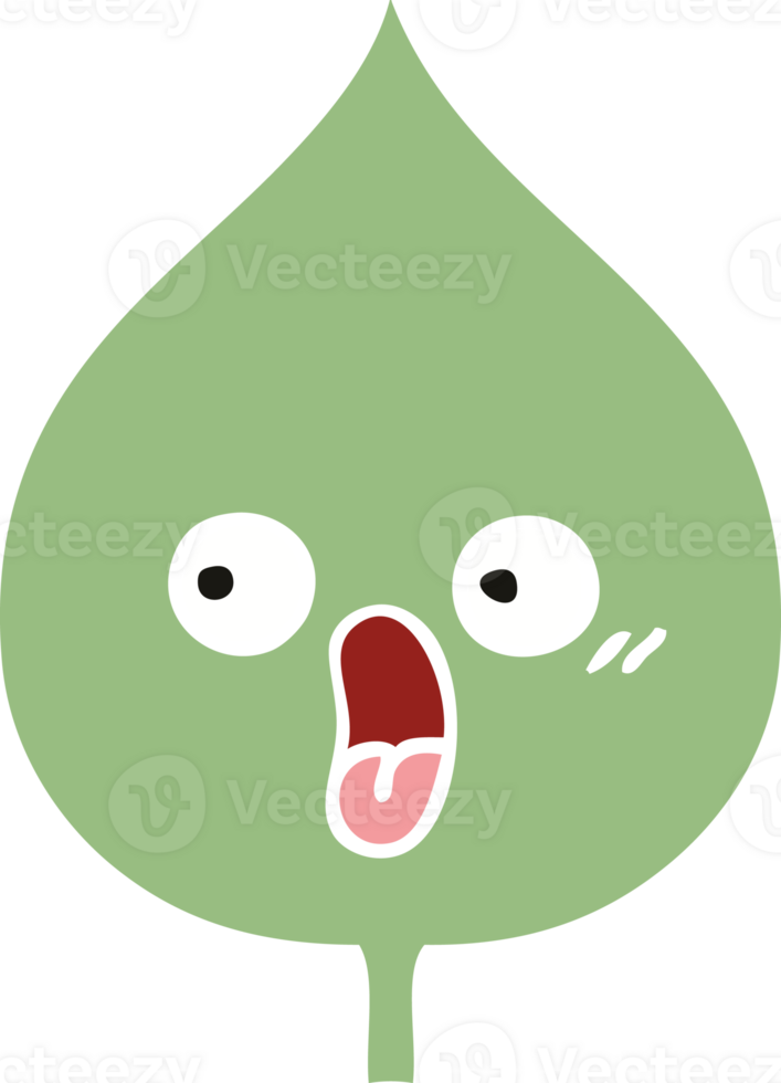flat color retro cartoon of a expressional leaf png