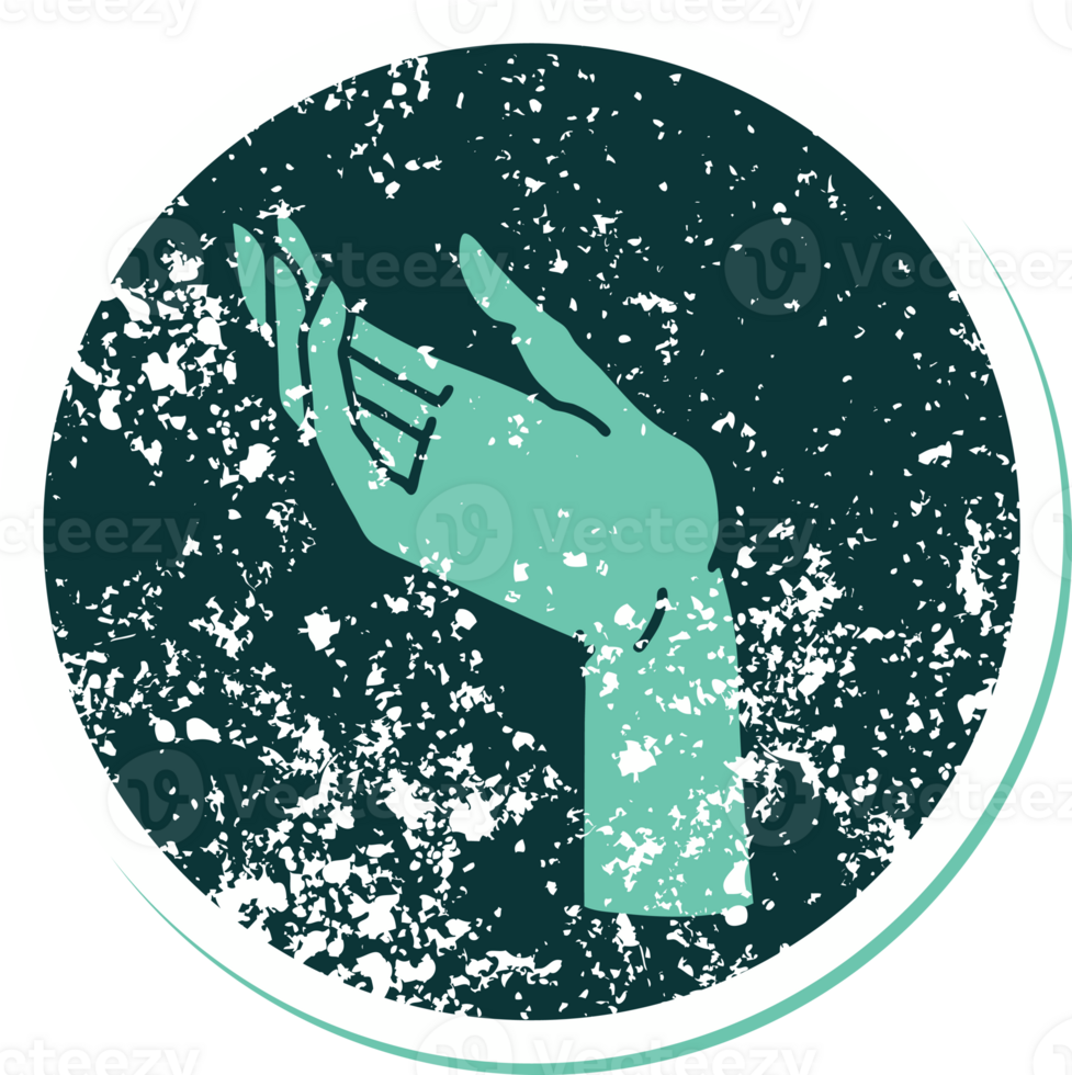 iconic distressed sticker tattoo style image of a hand png