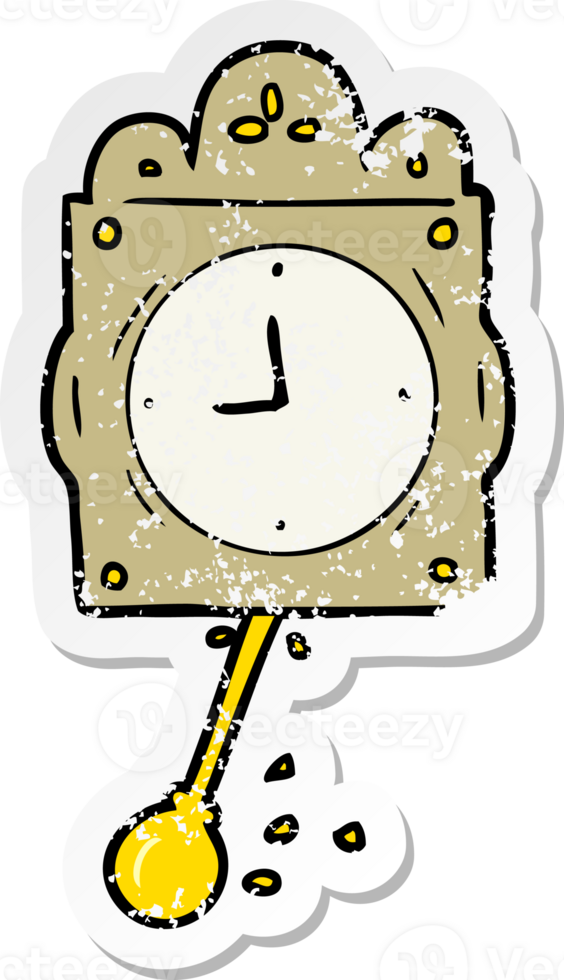 distressed sticker of a cartoon ticking clock png