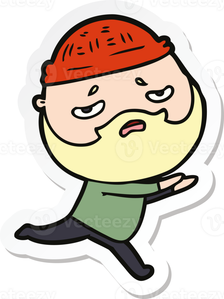 sticker of a cartoon worried man with beard png
