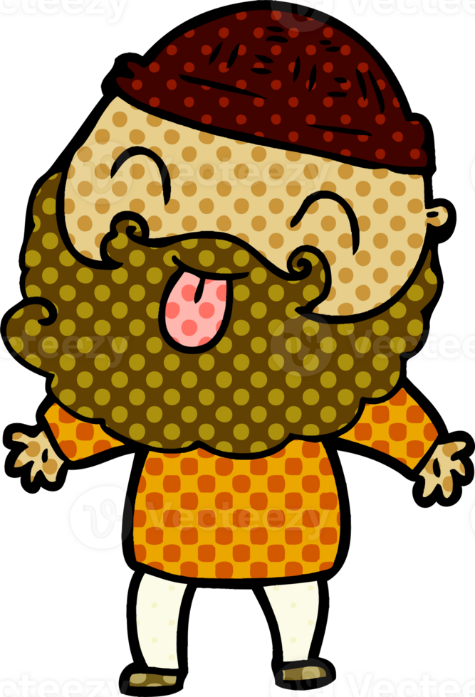man with beard sticking out tongue png
