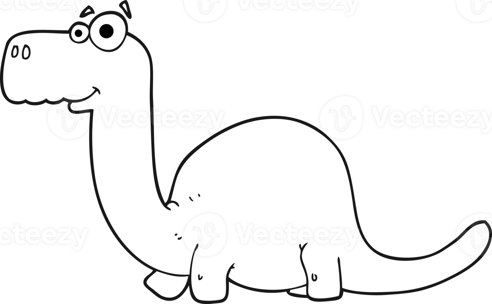 hand drawn black and white cartoon dinosaur png