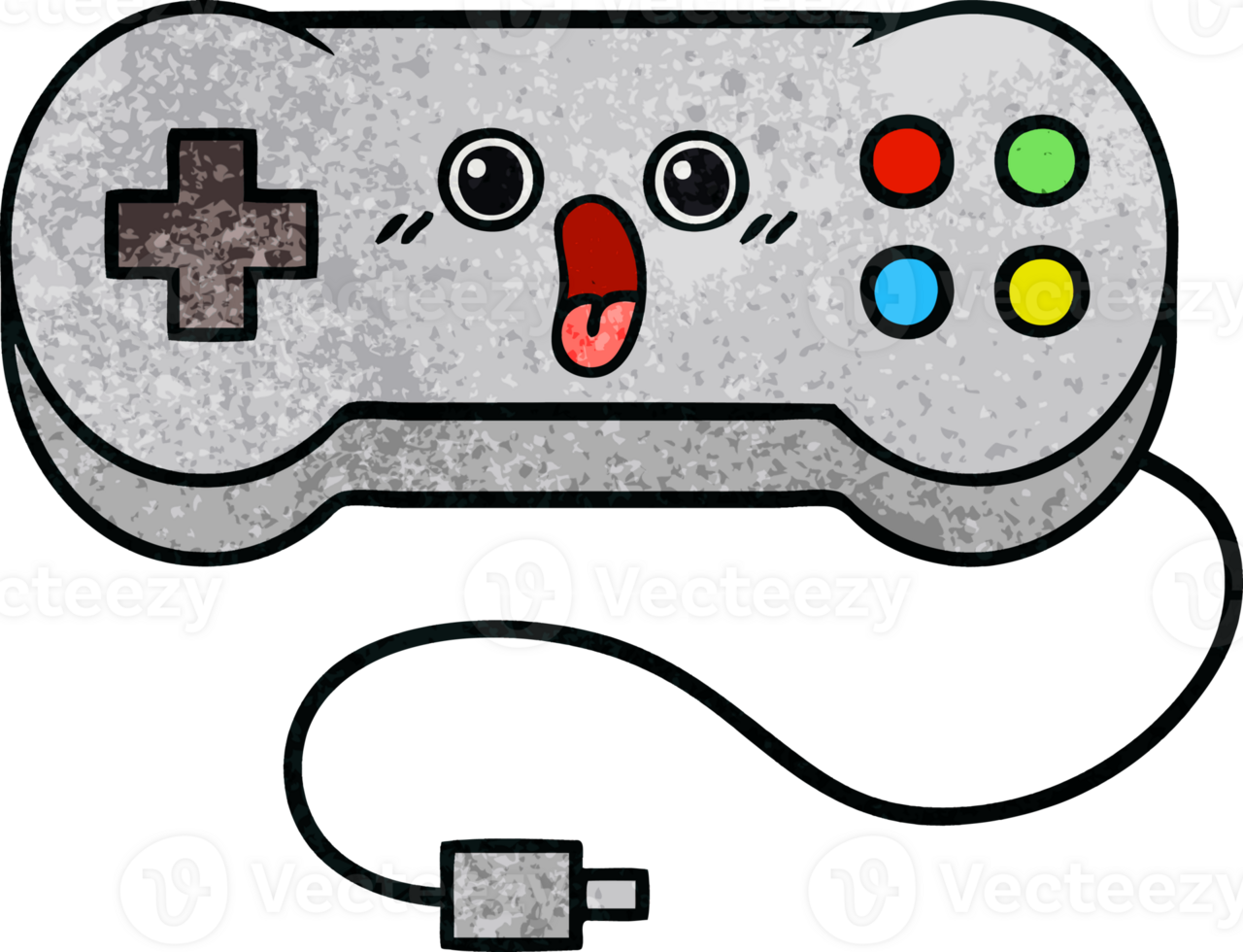 retro grunge texture cartoon of a game controller png
