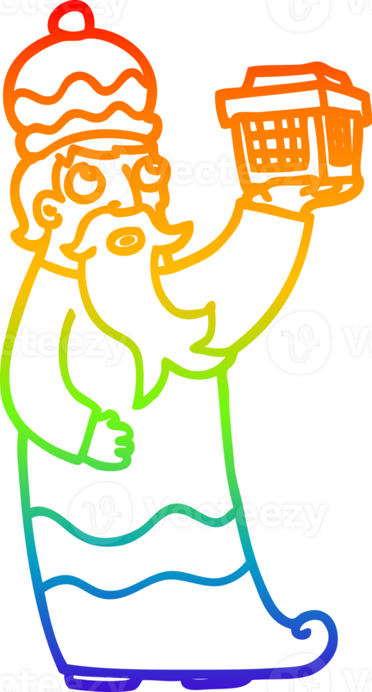 rainbow gradient line drawing of a one of the three wise men cartoon png