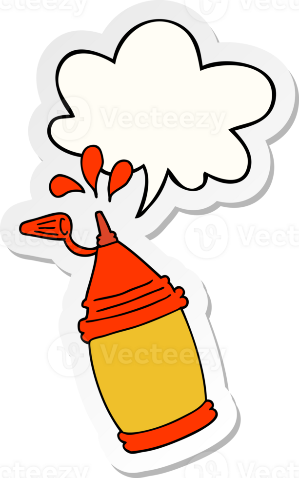 cartoon ketchup bottle with speech bubble sticker png