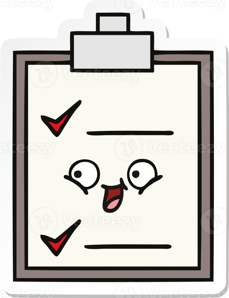 sticker of a cute cartoon check list png