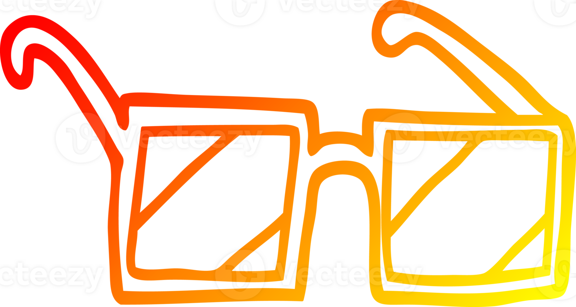 warm gradient line drawing of a cartoon square spectacles png