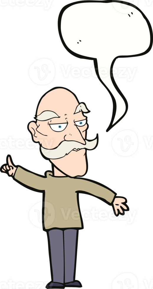 cartoon old man telling story with speech bubble png