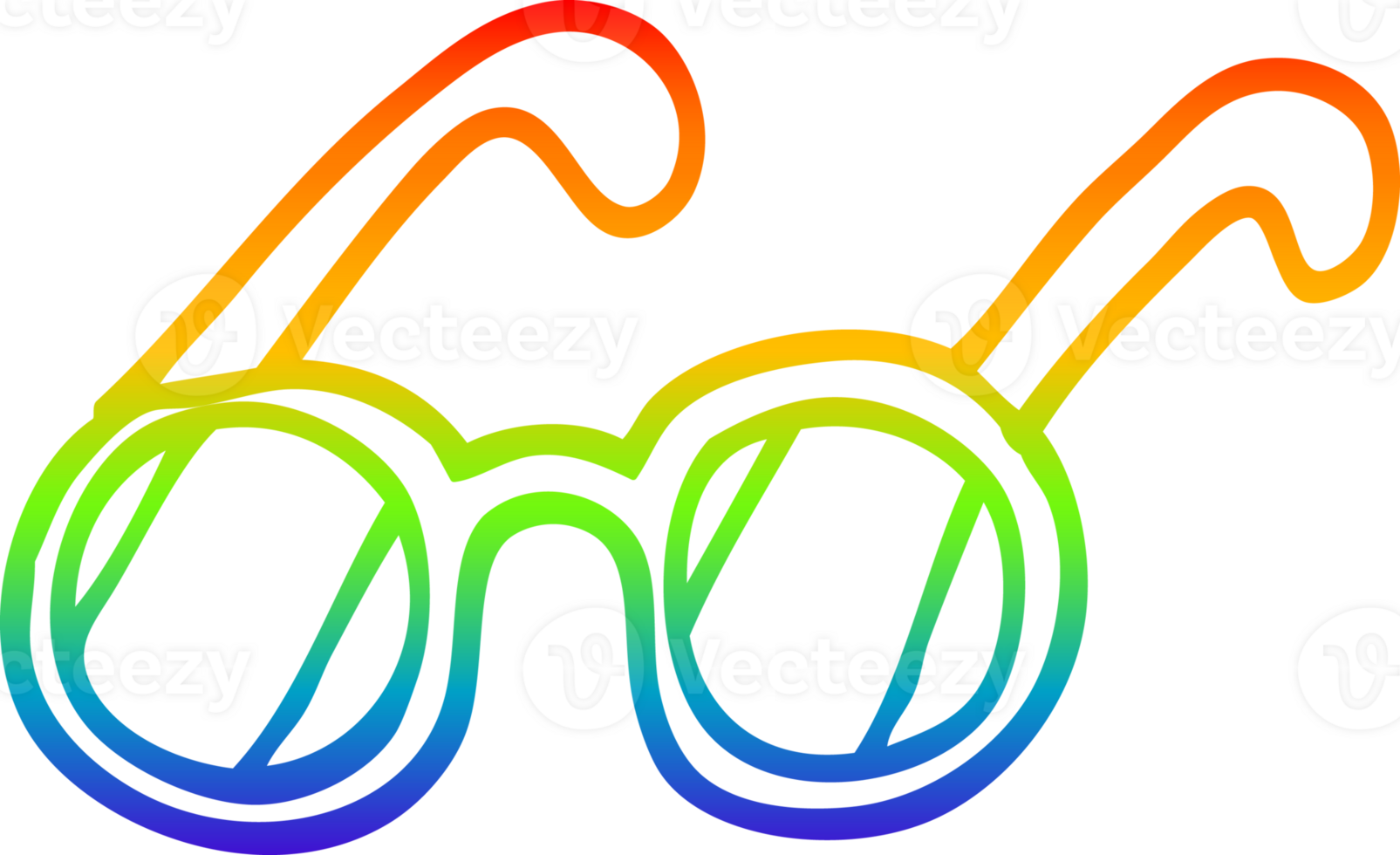 rainbow gradient line drawing of a cartoon spectacles png
