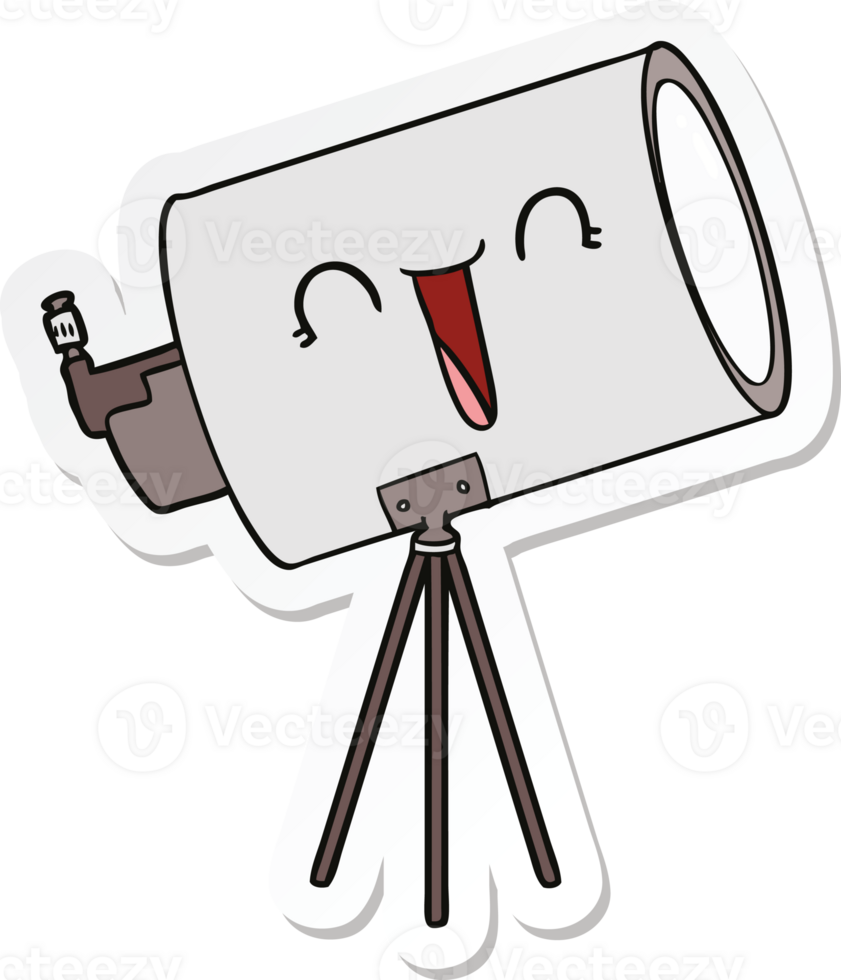 sticker of a cartoon telescope with face png