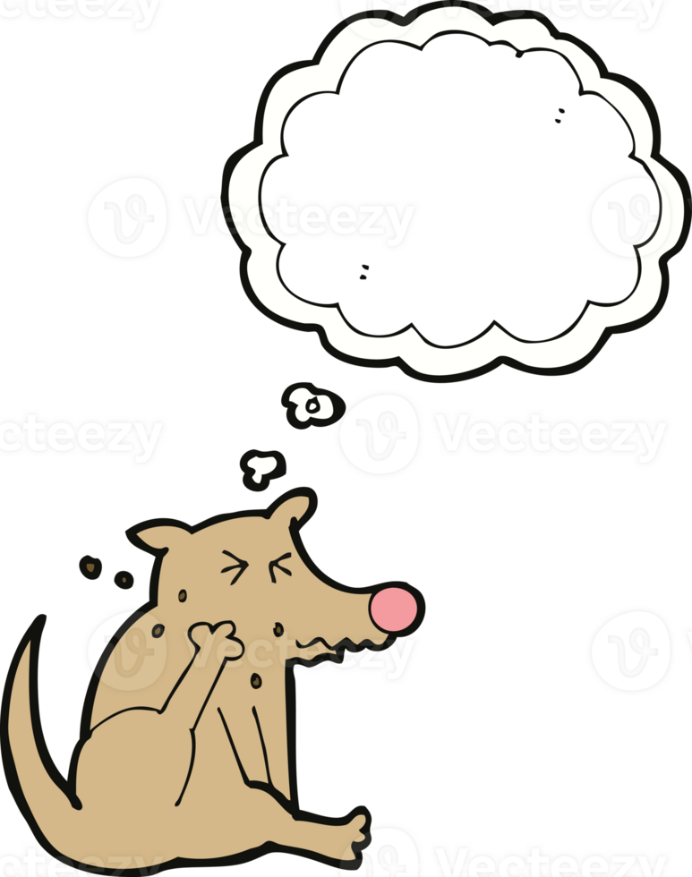cartoon dog scratching with thought bubble png