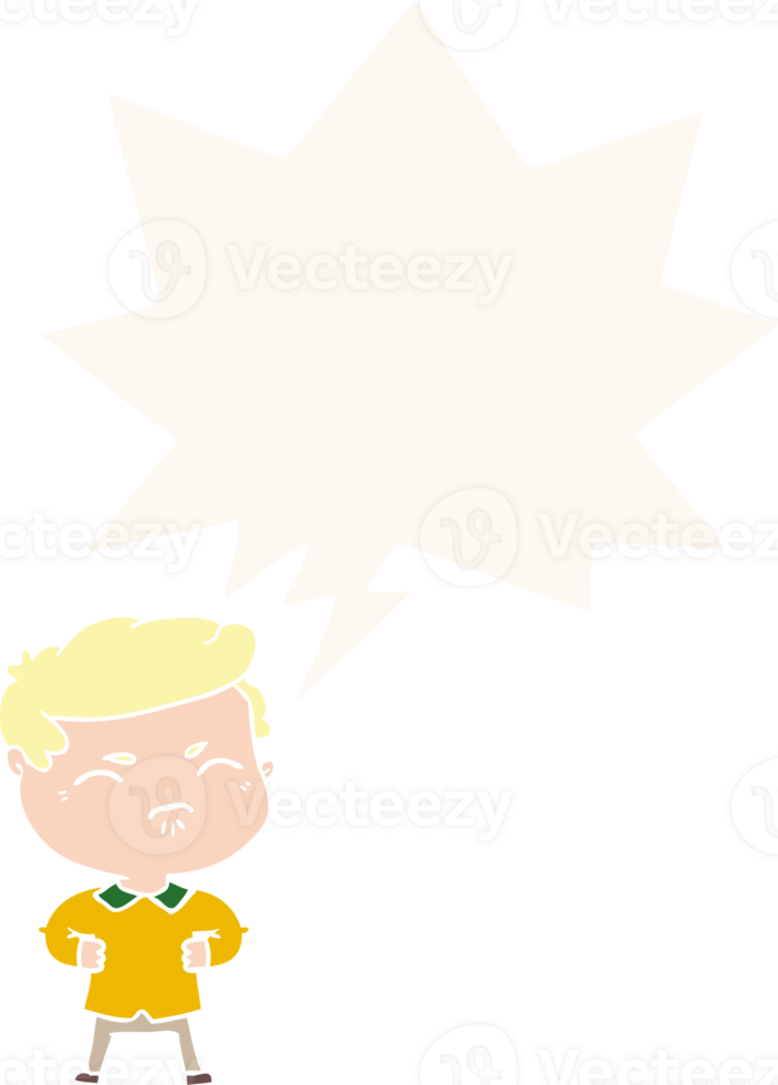cartoon annoyed man with speech bubble in retro style png