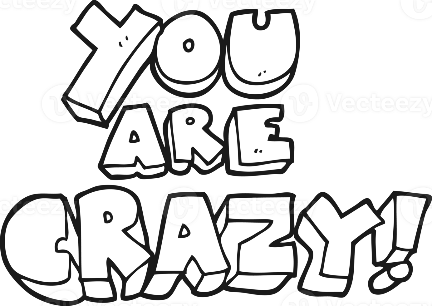 you are crazy  hand drawn black and white cartoon symbol png