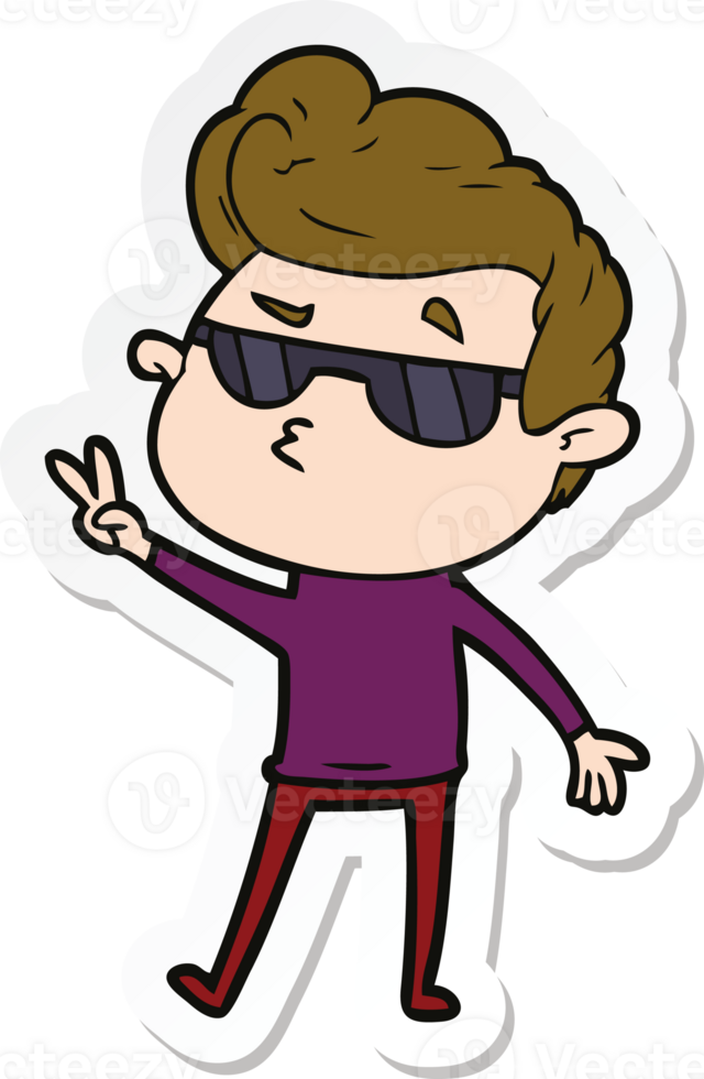 sticker of a cartoon cool guy png