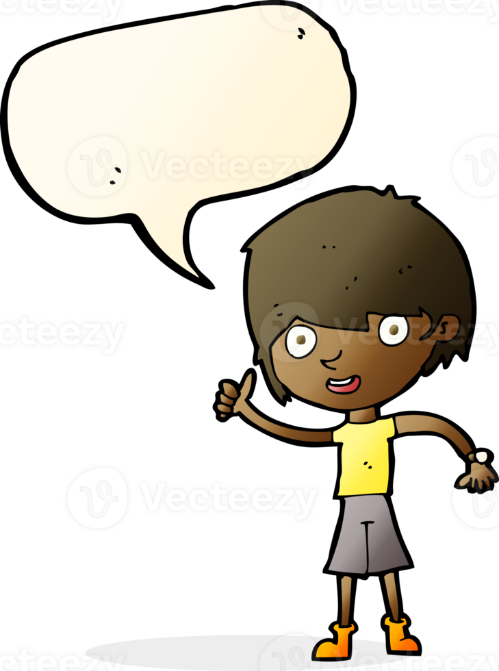 cartoon boy with positive attitude with speech bubble png
