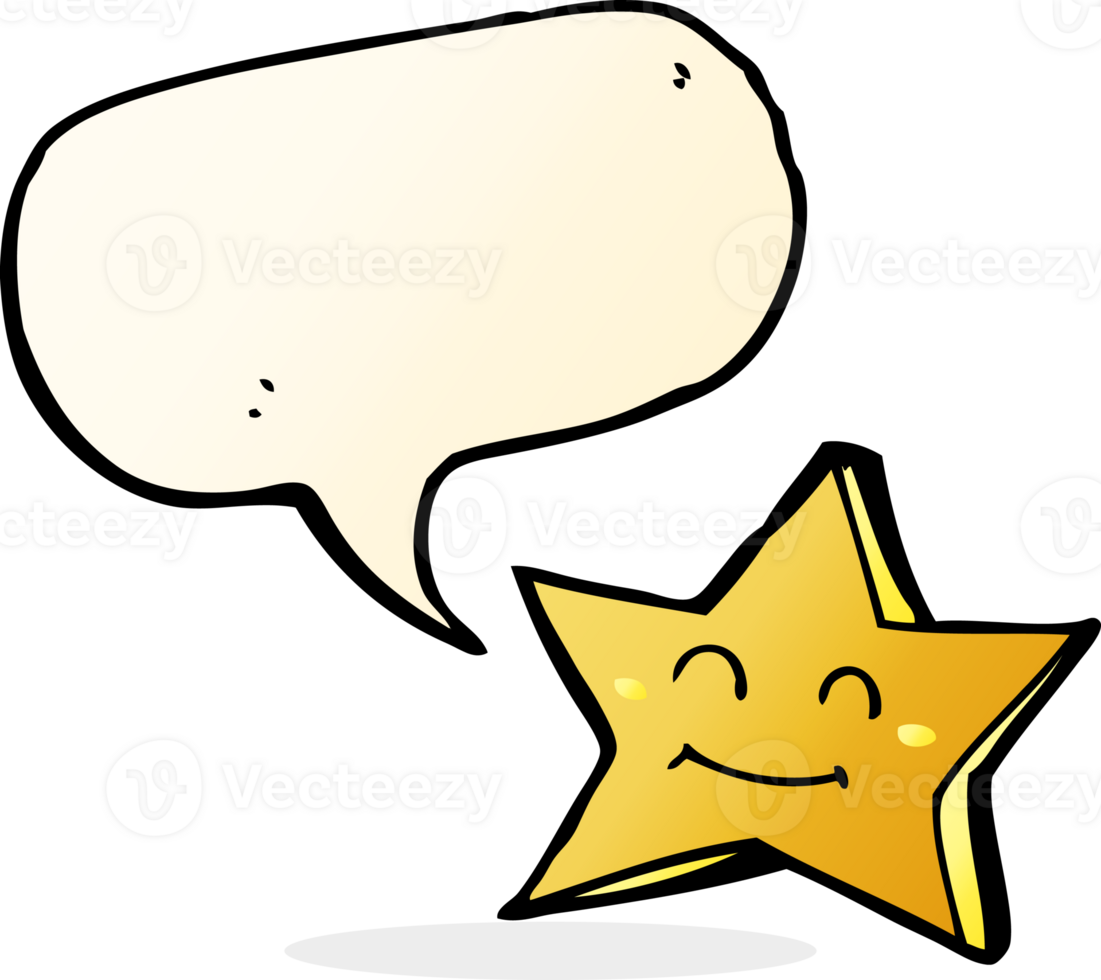 cartoon happy star character with speech bubble png