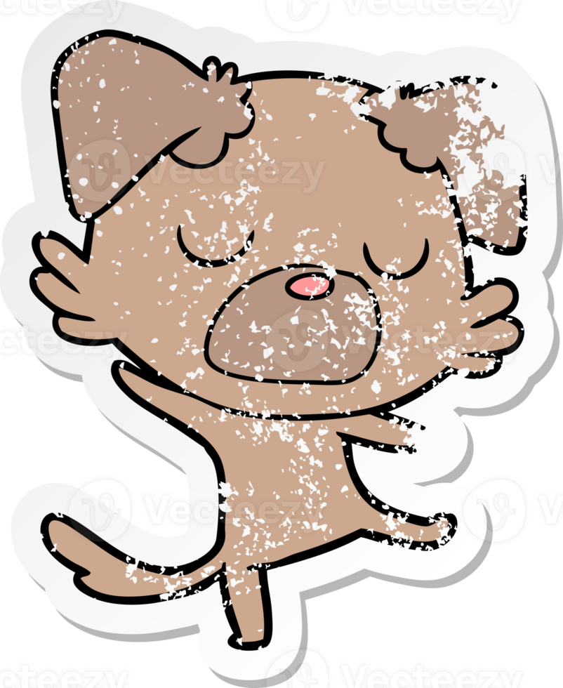 distressed sticker of a cartoon dog png
