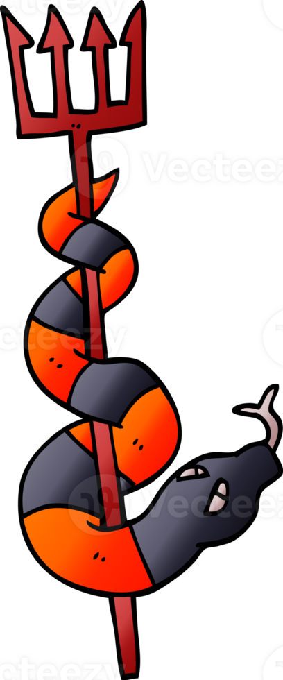 cartoon doodle serpent on devils fork png