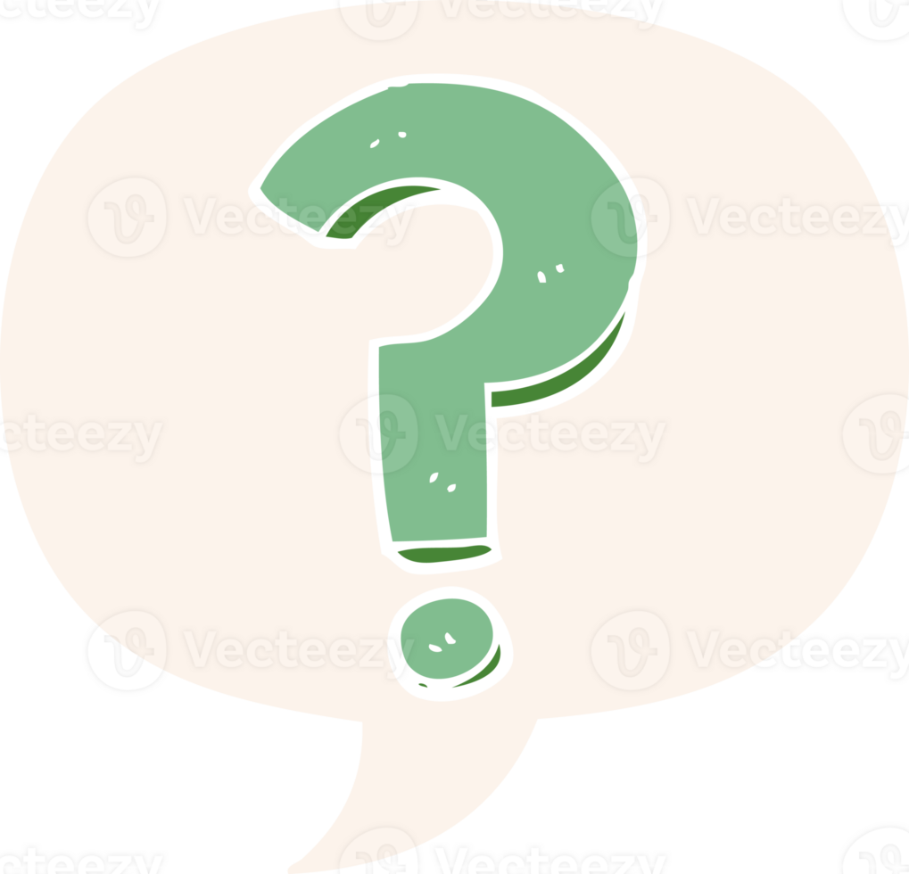 cartoon question mark with speech bubble in retro style png