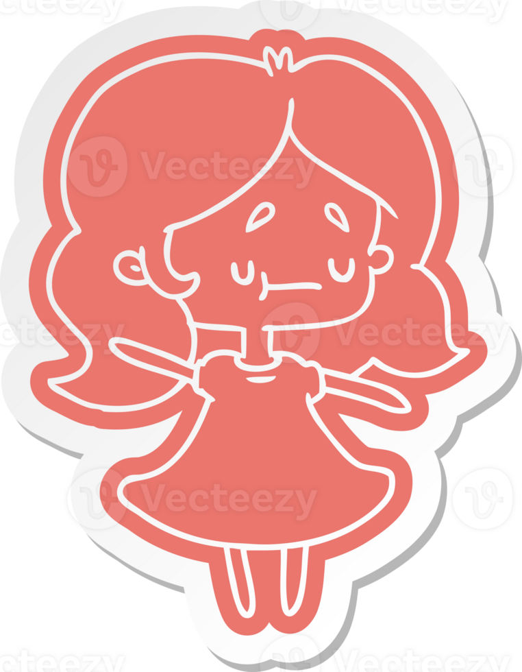 cartoon sticker of a cute kawaii girl png