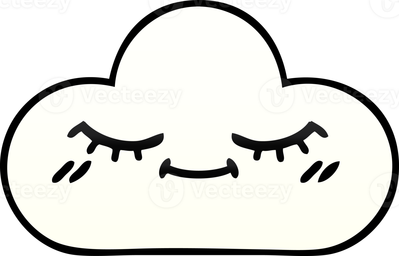 gradient shaded cartoon of a white cloud png