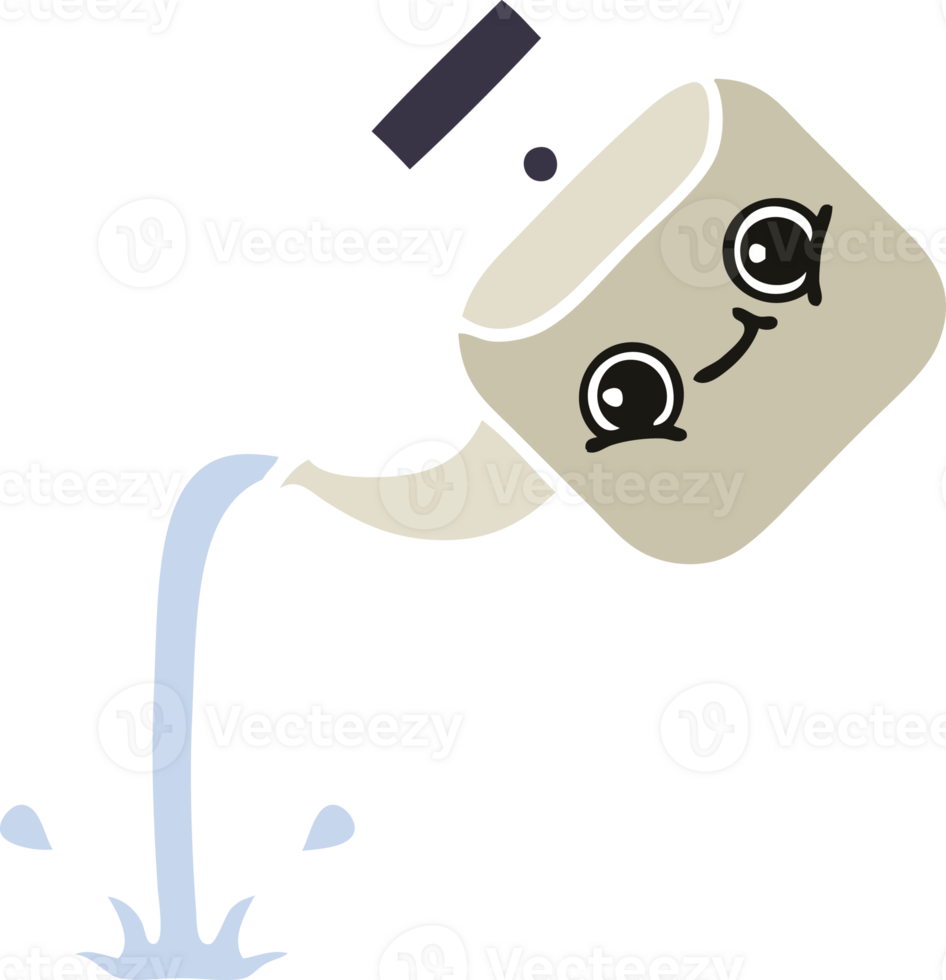 flat color retro cartoon of a pouring kettle png